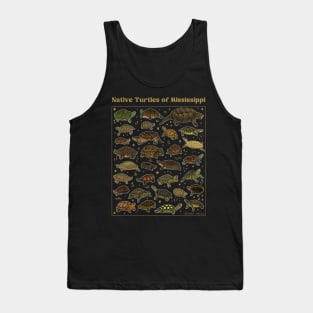 Native Turtles of Mississippi - Gold Text Tank Top